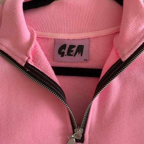 Lazy Oaf GEM Fur Sleeve Pink Zip Sweatshirt Dress - Picture 4 of 4